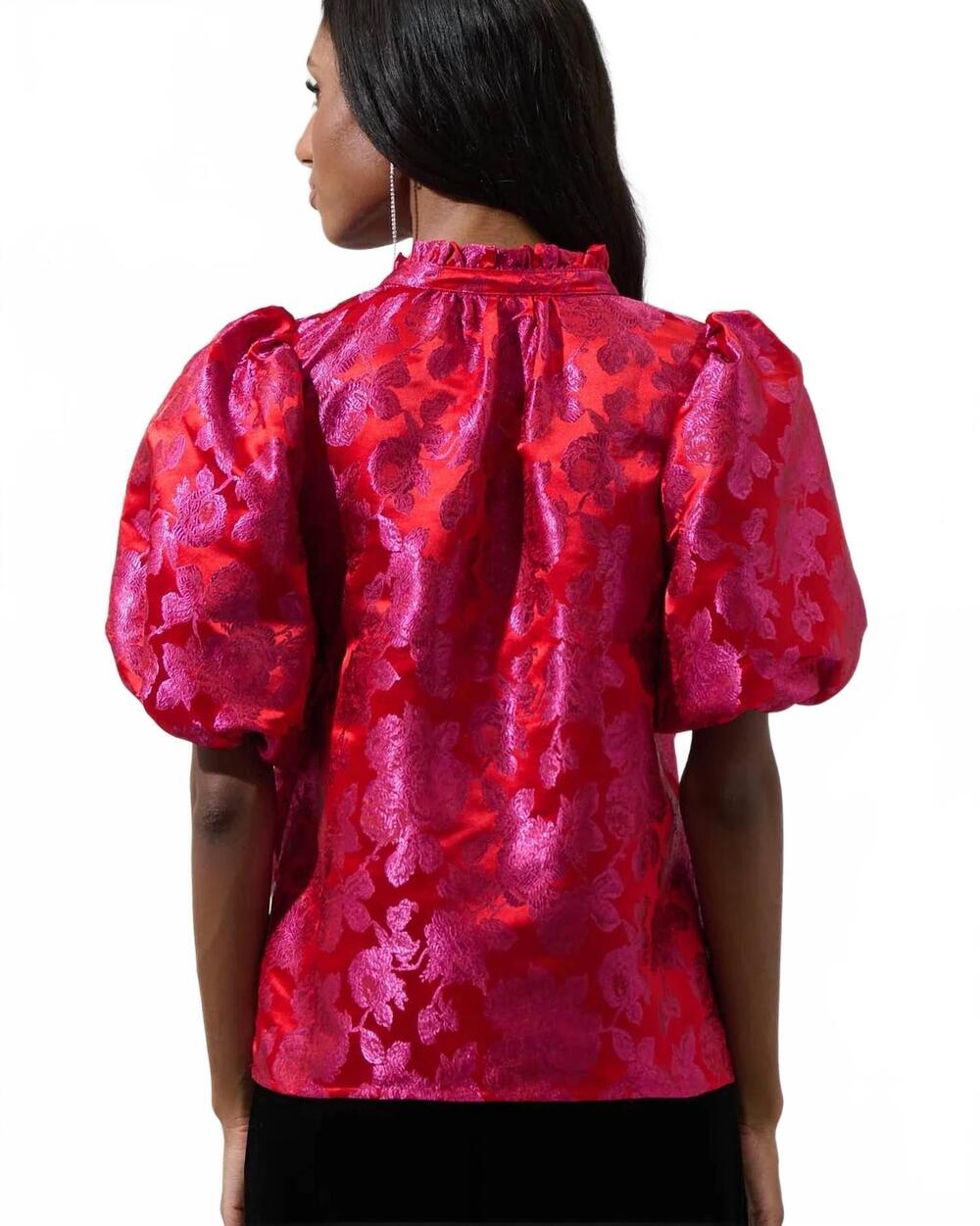 NEW SUGARLIPS duson floral jacquard top in pink-red - Picture 3 of 6